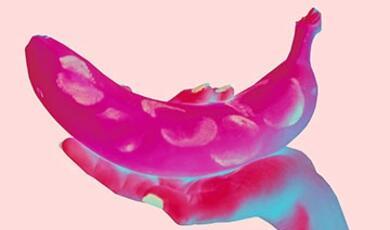 abstract image, hand holding banana