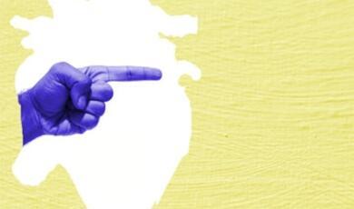 Pointing finger over heart sillheouette