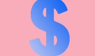Blue dollar sign against pink background