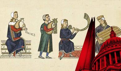 Musical instruments from the Book of Songs, Spanish XIII th century. Art Print