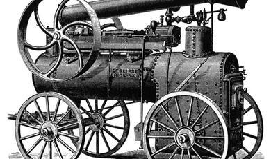 The early steam engine, invented by James Watt