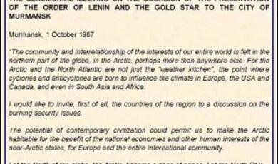 Slide from lecture of Gorbachev's speech