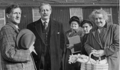 Black and white photo of a group of people