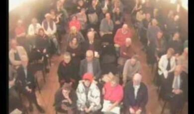 Still of Gresham audience at lecture