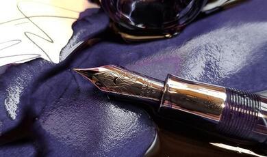 close up of antique pen nib