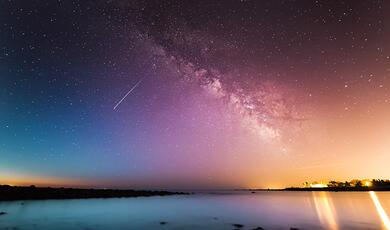 starry sky and northern lights