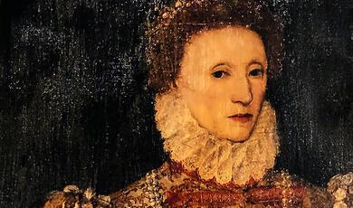 Close up of face of Elizabeth I painting