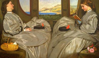 The travelling companions - two ladies on a train - bu Augustus Egg