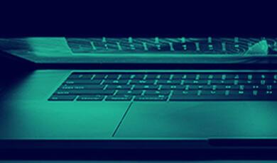 Laptop just open with glowing screen