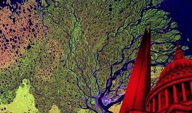 artistic effect of a river tributary with st pauls catherdral