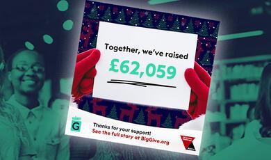 Graphic showing final total rasied of  £62,059