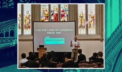 Robin May presents to students at the Careers Day