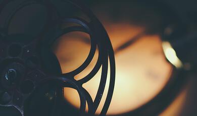 Close up of wheel of cinema projector