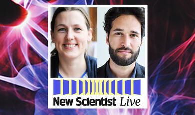 Sarah hart and Daniel Sussking and New Scientist Live logo