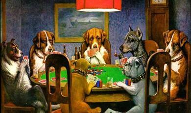 dogs playing poker
