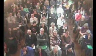Still of Gresham audience at lecture