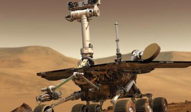 Mars rover on the Martian surface
