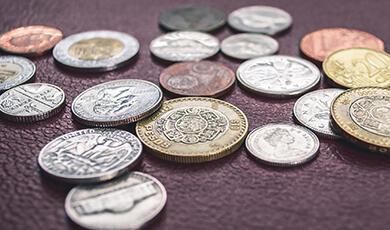 a selection of monetary coins