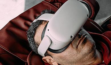 a man using a virtual reality headset