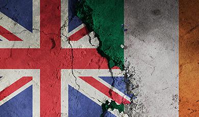 an illustration of the Union Jack and the Irish National Flag