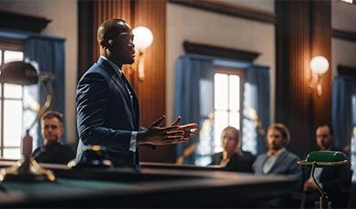 Barrister addressing court