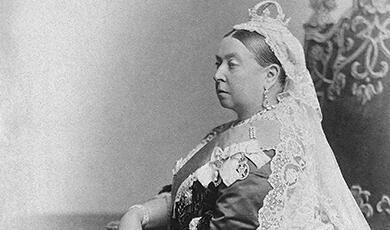 Black and white photograph of older Queen Victoria