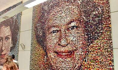 Composite image of Queen Elizabeth II made with smaller images