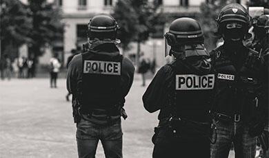 black and white photograph of police officers