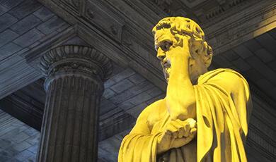 statue of Lycurgus, Lawgiver of Sparta coloured in yellow