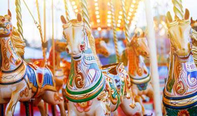 a carousel with horses