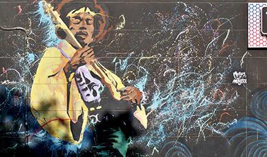 a painting of Jimi Hendrix
