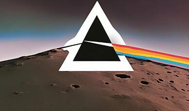 a version of Pink Floyd's album cover 'Dark Side of the Moon'