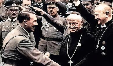 Hitler shaking hands with Bishop Ludwig Müller in Germany in the 1930s