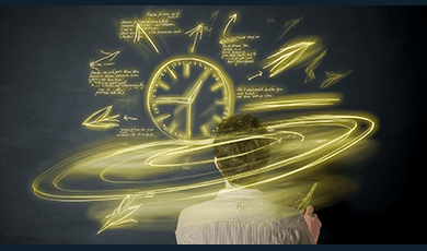 Abstract swirling clock face suggesting the passage of time.