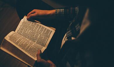 Person reading Bible
