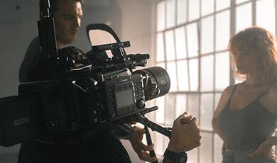 Actress in front of camera