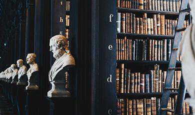 Library with busts
