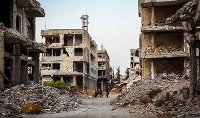 Ruins of buildings in Syria