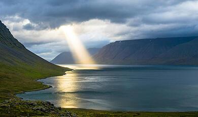 Beam of light through clouds