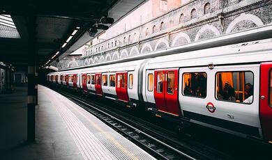 London tube train at station