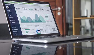 Laptop with graph on screen