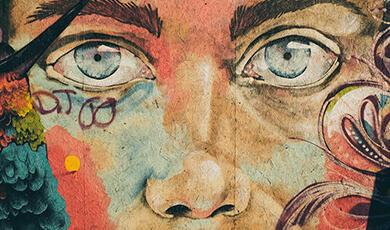 Mural of face