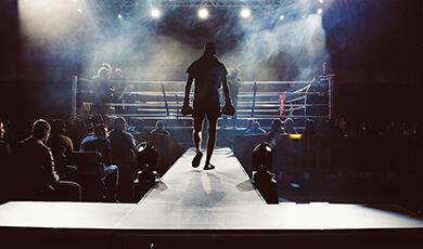Boxer walking towards the ring