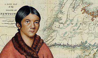 Shanawdithit and map of Newfoundland