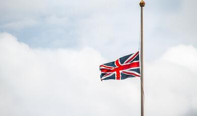 Union flag at half-mast