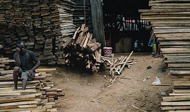 Carpenter waiting for clients in Sierra Leone