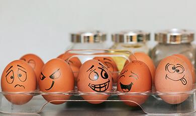 Eggs with faces drawn on