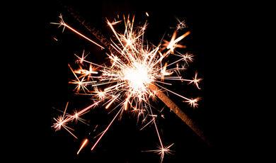 sparkler tip against black