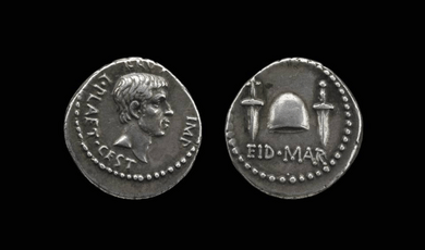 two faces of a roman coin