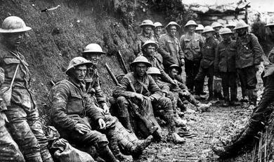 Group of British soldiers in trench